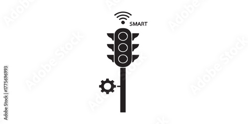 Smart traffic light icon vector
