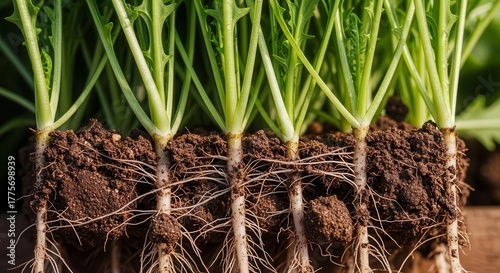 Healthy Plants Growing From The Soil, Roots And Growth Showing Natural Life