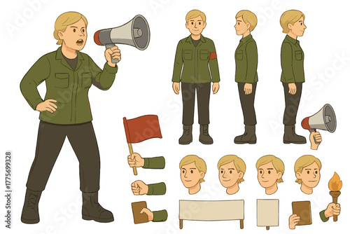 Revolutionary Character Creator. Cartoon realistic vector illustration, Character constructor style, isolated