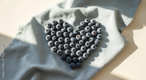 Heart Shape Composition Crafted From Blueberries On a Delicate Background