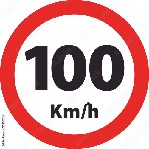 Set of speed limit signs from 5 to100 mph. Vector illustration design. Speed limit sign 100, 120, 130, 140, 160 km h icon. Road signs with speed limit warnings. depicting speed limits ranging.