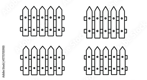 Simple black and white illustration of a picket fence  