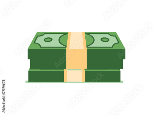 A stack of US dollar bills is secured with a paper band.