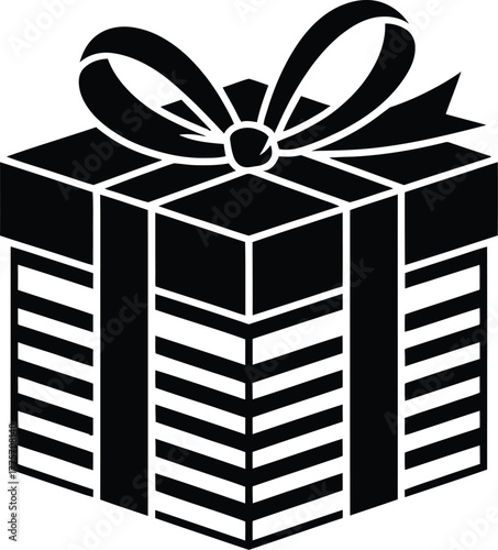 A wrapped gift box with a prominent bow sits ready for celebration.