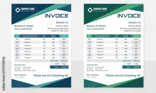 Modern corporate stationery invoice design set