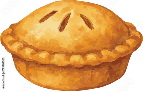 Watercolor vector illustration of a lattice top apple pie