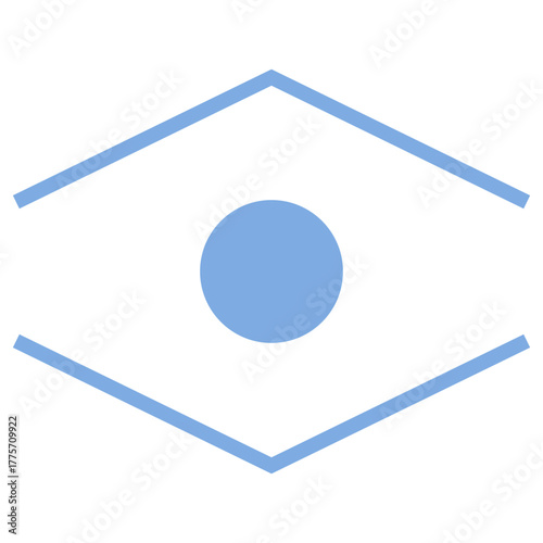Minimalist eye icon vector. Isolated light blue outline symbol for vision, insight, observation, or security on transparent background
