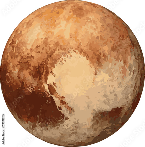 Watercolor vector illustration of a planet pluto