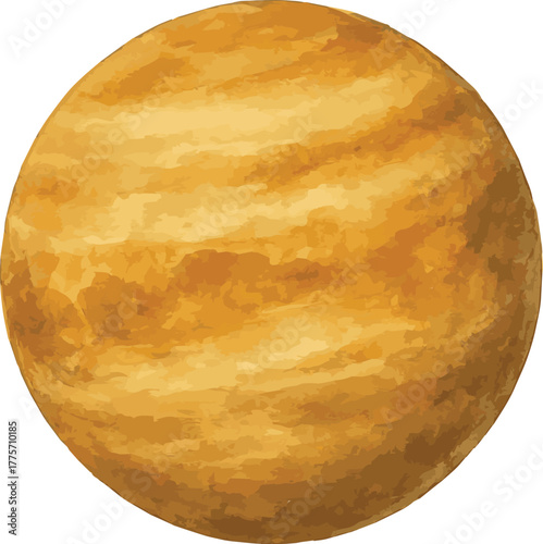 Watercolor vector illustration of a planet venus