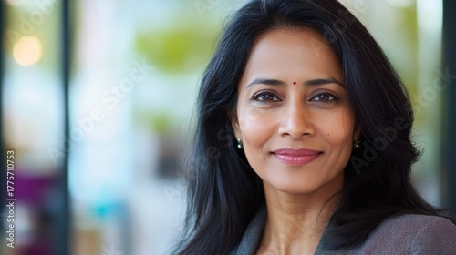 Wallpaper Mural Confident South Asian Woman Smiling in Professional Setting Torontodigital.ca