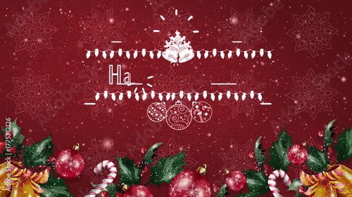 Happy Holidays Festive Greeting Card Animation on Red Background.