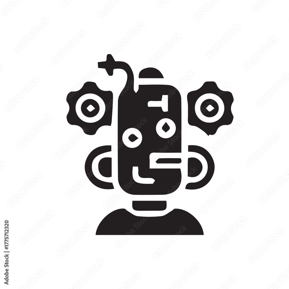 Fototapeta premium Robotic head with gears and abstract design, representing technology and innovation