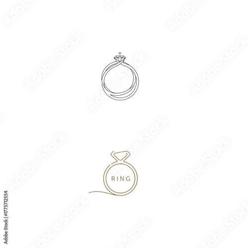 Elegant diamond ring designs for jewelry store advertising, showcasing luxury and commitment with minimalist modern style, perfect for wedding themes