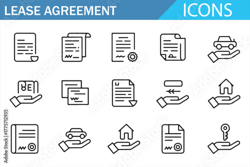 Legal Paperwork and Property Management Icon Set