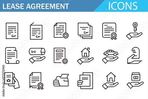 Property Lease and Rental Agreement Outline Symbols Collection