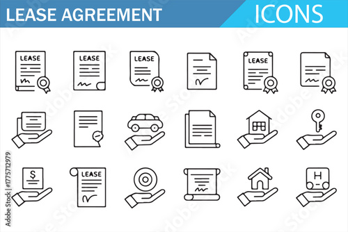 Business Contract and Rental Document Vector Icons