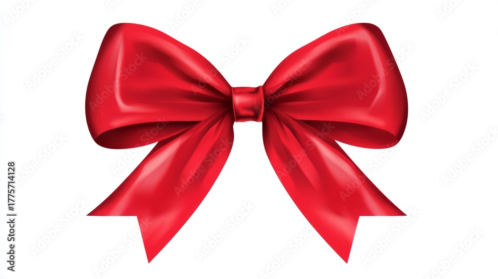Fototapeta premium Elegant Red Ribbon Bow Isolated on White Background