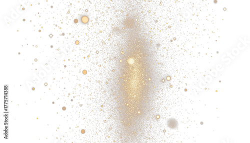 Shining golden trail with sparks dust bokeh PNG overlay