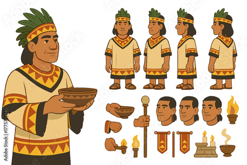Ceremonial Leader Illustration. Cartoon realistic vector illustration, Character constructor style, isolated