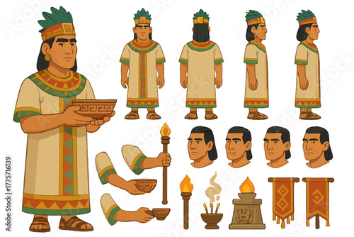 Ceremonial Leader Character Set. Cartoon realistic vector illustration, Character constructor style, isolated