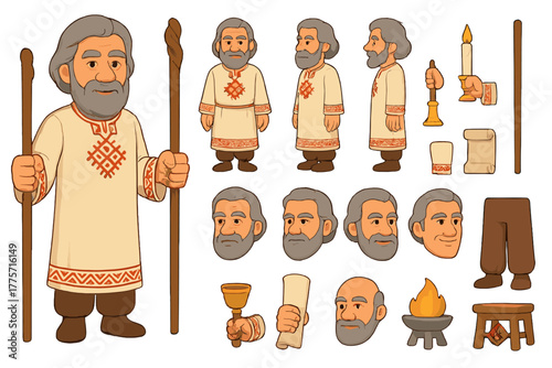 Ceremonial Attire Character. Cartoon realistic vector illustration, Character constructor style, isolated