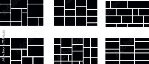 Abstract Black and White Rectangles and Squares Grid Layout Concepts