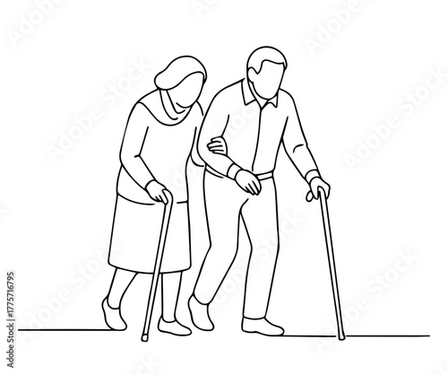 senior couple walking