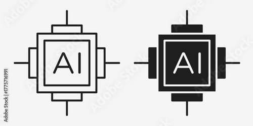 Minimal AI precision icon featuring a target with connected nodes in a clean mono-line style, representing accuracy, data-driven decisions, and intelligent system targeting. Ideal for machine learning
