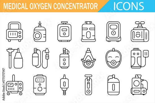 Health and wellness oxygen concentrator vector illustration pack