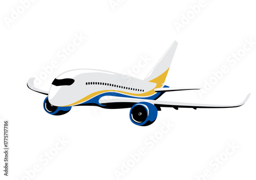 Modern Passenger airliner. Stylized drawing. Isolated image for print, logo, or illustrations.