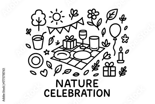 Nature Celebration Doodle. Celebration with nature. Hand-drawn doodle illustration of celebration with nature.