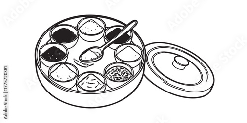 masala dabba spice box icon vector