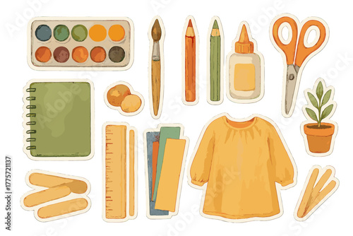 Artistic Classroom Stickers. Artistic classroom collection. Realistic hand-painted watercolor style sticker
