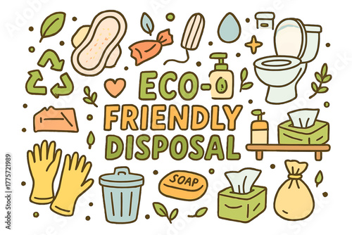Eco-Friendly Disposal Art. Eco-Friendly Disposal. Hand-drawn doodle illustration of eco-friendly disposal.