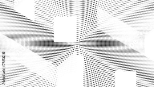 Abstract geometric halftone blocks background, 3D illusion pattern, modern digital design texture, minimal monochrome gradient layout, futuristic structure composition art