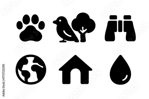 Endangered Species Icons. Endangered species protection. Filled icon set of endangered species protection: