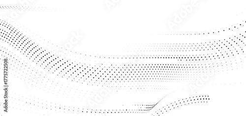 Smooth halftone dotted line abstract pattern, minimal modern background, flowing gradient wave design, elegant motion illusion, digital symmetry with visual texture