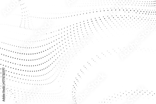 Minimal halftone wavy dots abstract background, elegant modern texture, smooth gradient composition, flowing digital design, monochrome symmetry with motion illusion