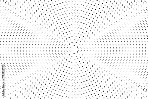 Abstract halftone optical illusion background, concentric curved dots pattern, modern minimal design texture, digital geometry symmetry, futuristic monochrome visual