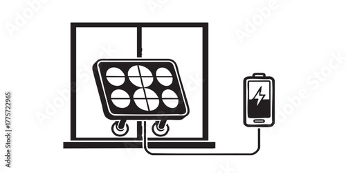 solar window charger icon vector