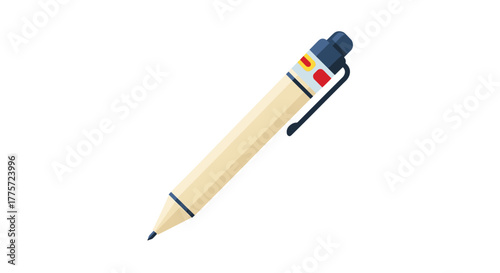 Detailed illustration of a sleek yellow mechanical pencil with black accents, symbolizing precision in writing and drawing tasks.