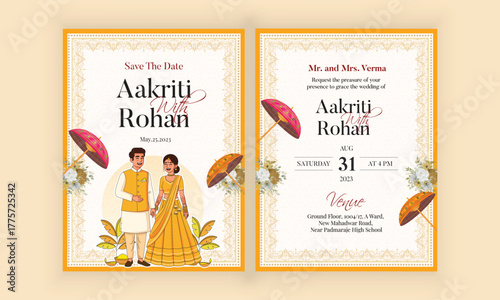 Romantic Modern indian wedding save the date invitation - Haldi