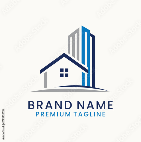 A professional real estate logo representing trust, growth, and modern architecture — perfect for property and construction businesses.