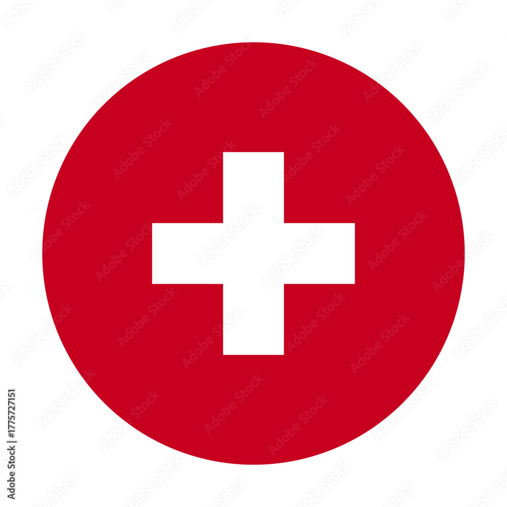 Fototapeta premium Round icon flag of Switzerland. On a transparent background. Vector graphics