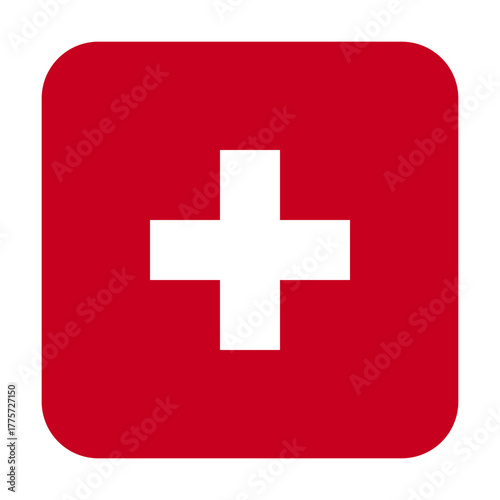 Square Icon flag of Switzerland. On a transparent background. Vector graphics