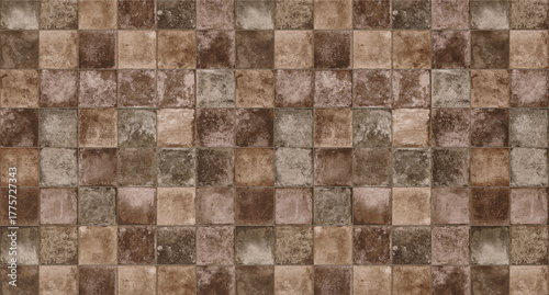 Wallpaper Mural Rustic ceramic tile pattern, brown vintage mosaic texture Torontodigital.ca