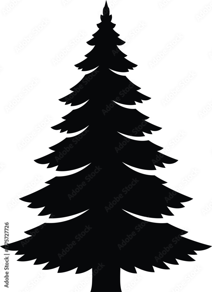 Obraz premium This vector illustration shows a green fir pine christmas tree with snow on a white background, perfect for a winter holiday celebration decoration