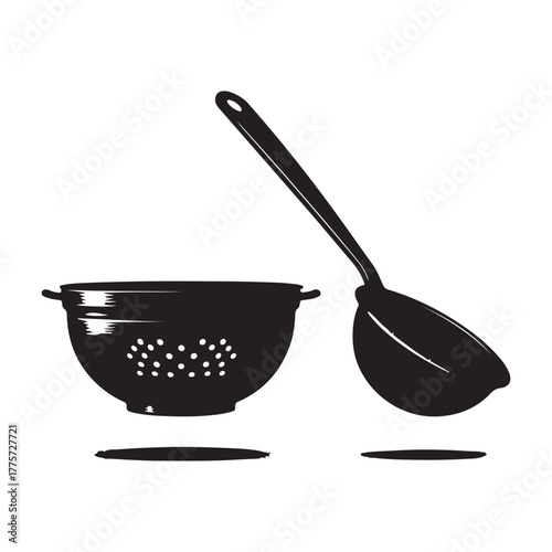 Stainless steel spoon and fork set, essential metal kitchen utensils isolated on white