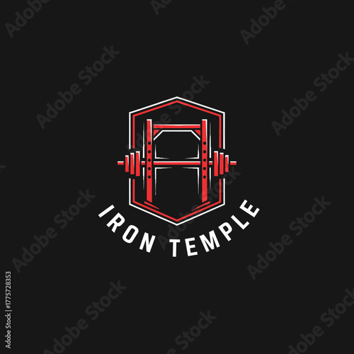 Bold Iron Temple logo design for fitness and strength enhancement