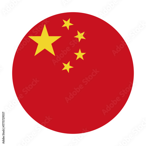 Round icon flag of China. On a transparent background.